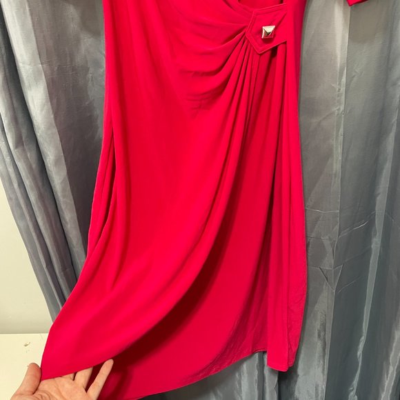DRESSBARN Hot Pink Corporate Stretchy Wrap Dress Sz 6 - Picture 6 of 12
